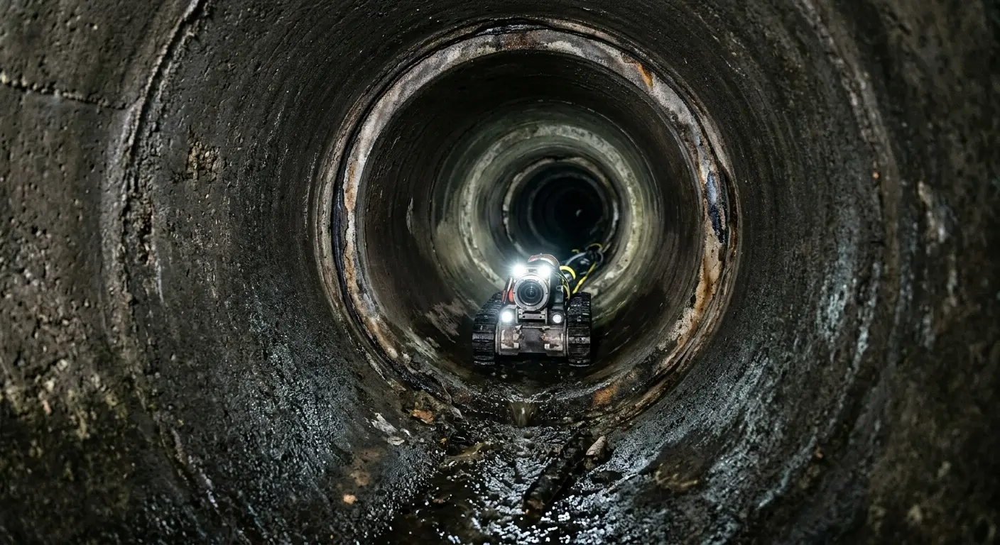 Robotic sewer camera inspecting pipe interior for Drain Snake Service in Elkhorn